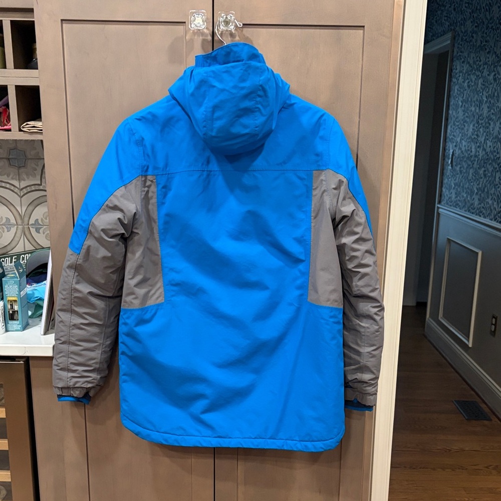 Lands' End Bright Blue and Gray Hooded Winter Jacket - Picture 2 of 5